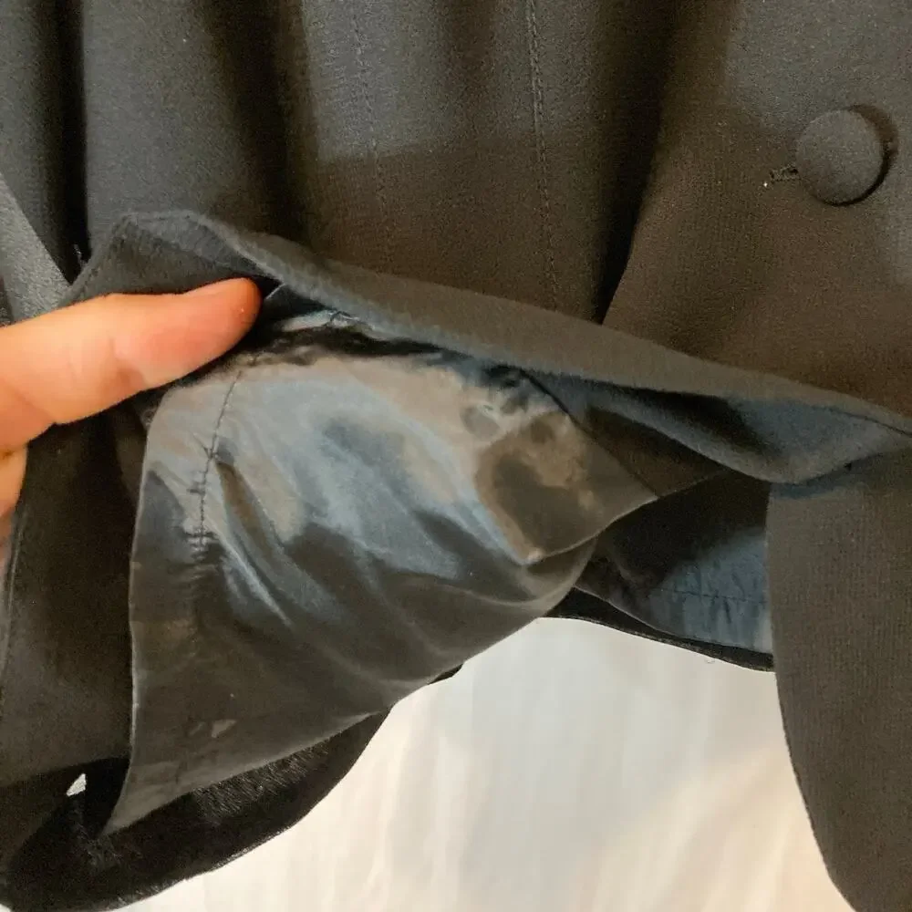 Vintage Plaza South Black Ruffle Embroidered Two Piece Blazer Skirt Set Suit